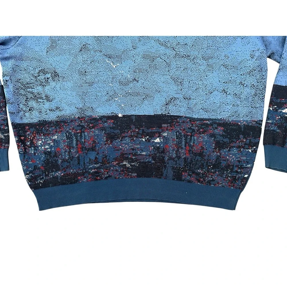 Vintage St. Croix Knits Sweater Men's XL Blue Sailboat Clouds Nautical Jacquard